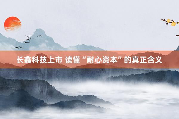 长鑫科技上市 读懂“耐心资本”的真正含义