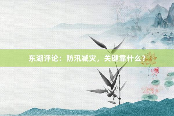 东湖评论：防汛减灾，关键靠什么？