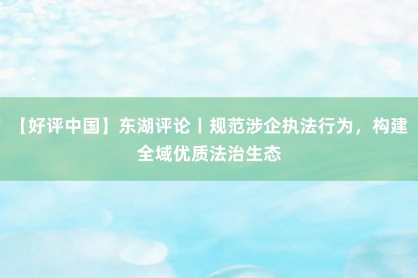 【好评中国】东湖评论丨规范涉企执法行为，构建全域优质法治生态