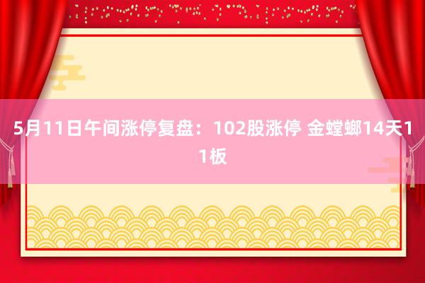 5月11日午间涨停复盘：102股涨停 金螳螂14天11板