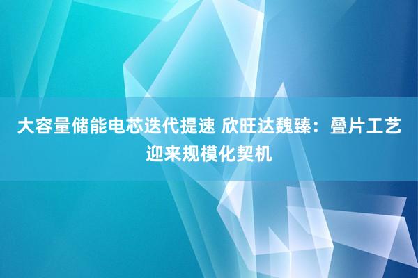 大容量储能电芯迭代提速 欣旺达魏臻：叠片工艺迎来规模化契机