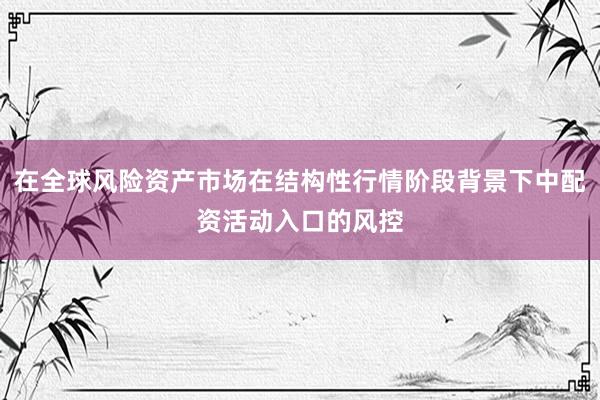 在全球风险资产市场在结构性行情阶段背景下中配资活动入口的风控