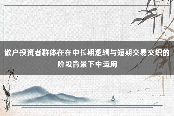 散户投资者群体在在中长期逻辑与短期交易交织的阶段背景下中运用