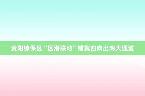 贵阳综保区“区港联动”铺就四向出海大通道