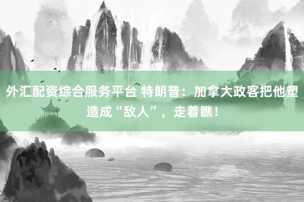 外汇配资综合服务平台 特朗普：加拿大政客把他塑造成“敌人”，走着瞧！