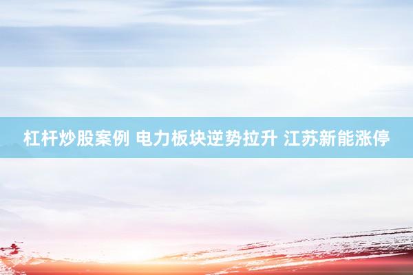 杠杆炒股案例 电力板块逆势拉升 江苏新能涨停