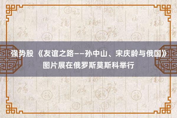 强势股 《友谊之路——孙中山、宋庆龄与俄国》图片展在俄罗斯莫斯科举行