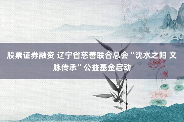 股票证券融资 辽宁省慈善联合总会“沈水之阳 文脉传承”公益基金启动