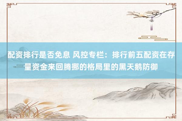配资排行是否免息 风控专栏：排行前五配资在存量资金来回腾挪的格局里的黑天鹅防御
